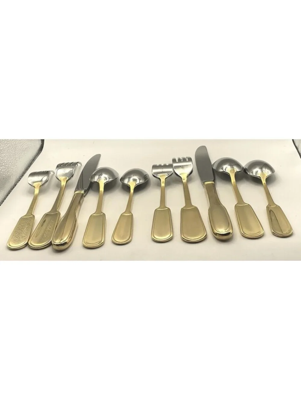 (4) Ralph Lauren PELHAM GOLD Stainless China 5pc Place Setting 20pcs